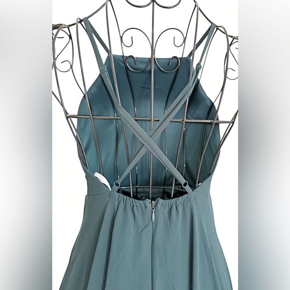 Lulus Green Chiffon Maxi Dress XS | Spaghetti Strap Empire Waist Backless Gown - Picture 9 of 13